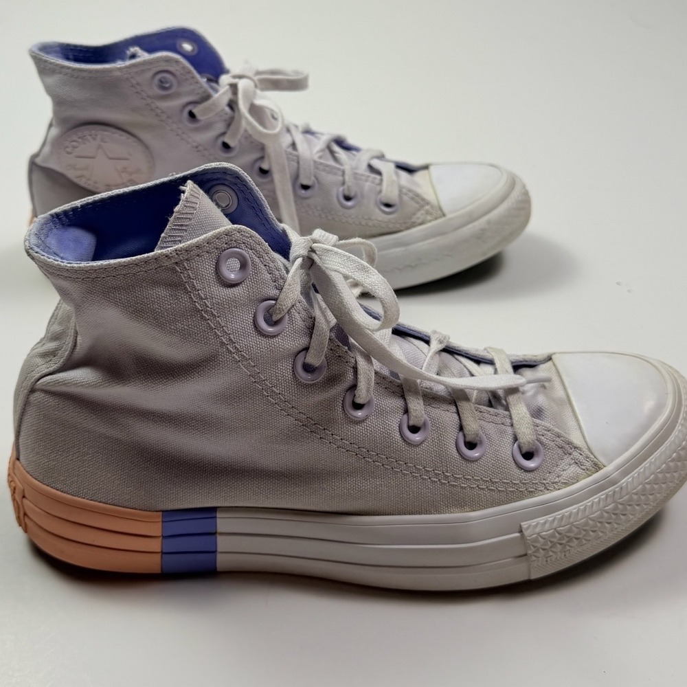 Converse Chuck Taylor All Star High Top Sneakers Violet Peach Blue 7.5 w 5.5 M